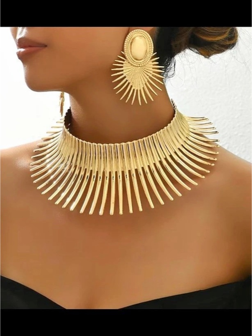 Gold-Tone Sunburst Statement Jewelry Set